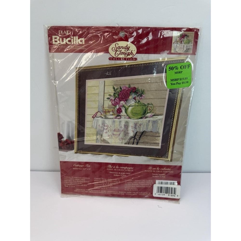 Bucilla Counted Cross Stitch Kit Cottage Tea Sandy Clough Collection #43743